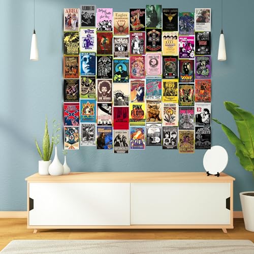 Posters Inc Paper Pack Of 54 Rock Band Vintage Stickers For Bedroom,Music Poster For Wall,Collection Of World Tour Concert Light Show Photos Of Favourite Idol,4 * 6 Inch Not Framed,Glue Dots Included - Image 2