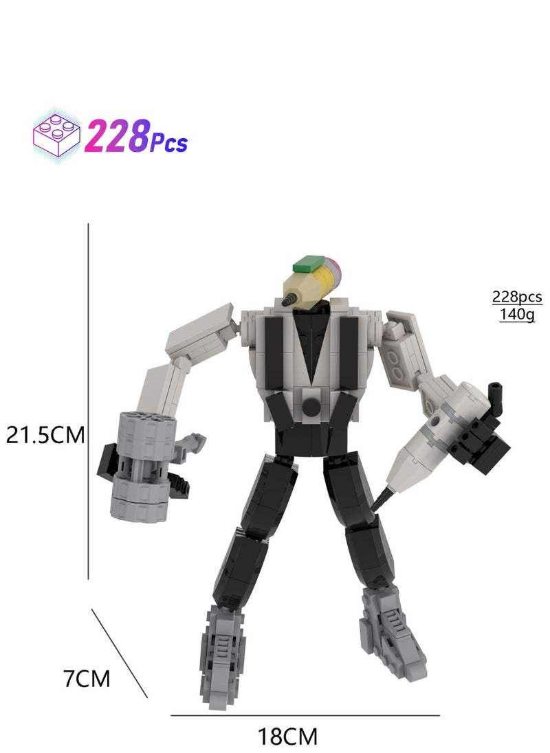 General Skibidi Toilet Man Toy Building Blocks 228Pcs Hammer Pencil Man Toy Ideas Toys Battle Horror Game Model Ideas Toys Gifts for Adult & Kids  - Image 1