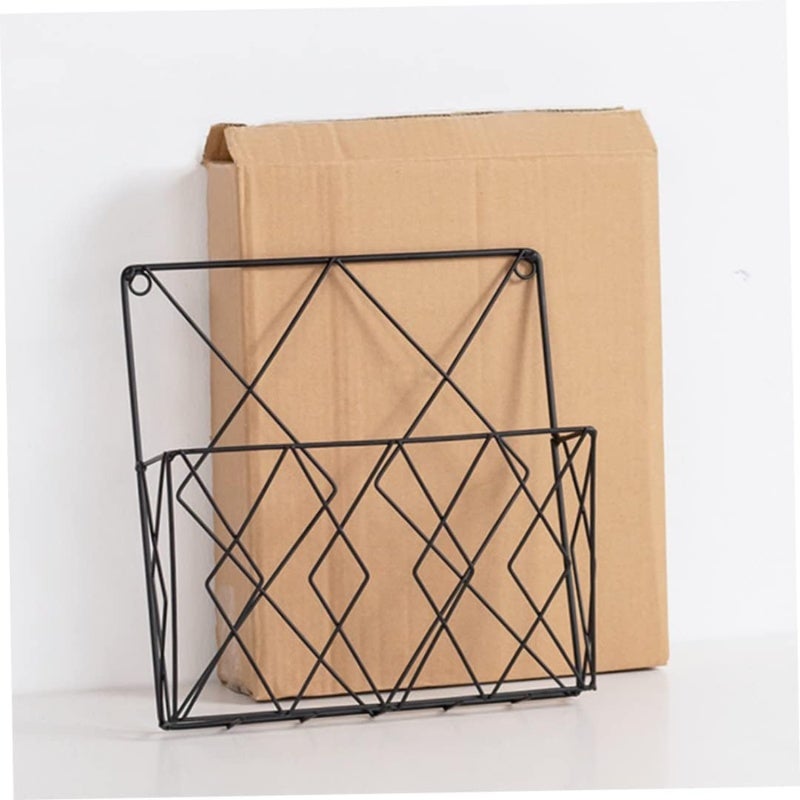 Wall-Mounted Magazine Rack: Black Iron Storage Organizer - Secure Stable Installation Spacious Capacity for Home Office Living Room - Image 3