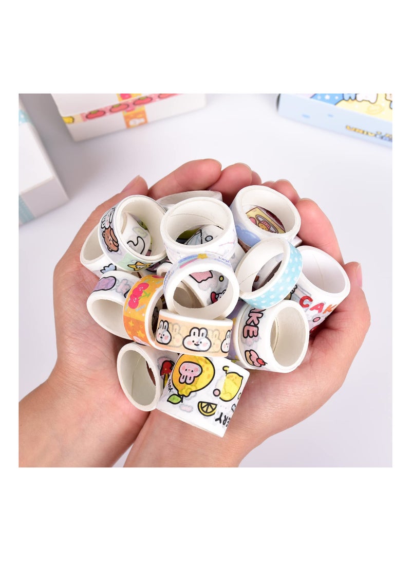 20 Rolls lovely Washi Tape Set Blue Wide Kawaii Cartoon Animals Aesthetic Decorative Masking Tape Sets for Scrapbook Journaling Kid's DIY Craft Scrapbooking Supplies - Image 5