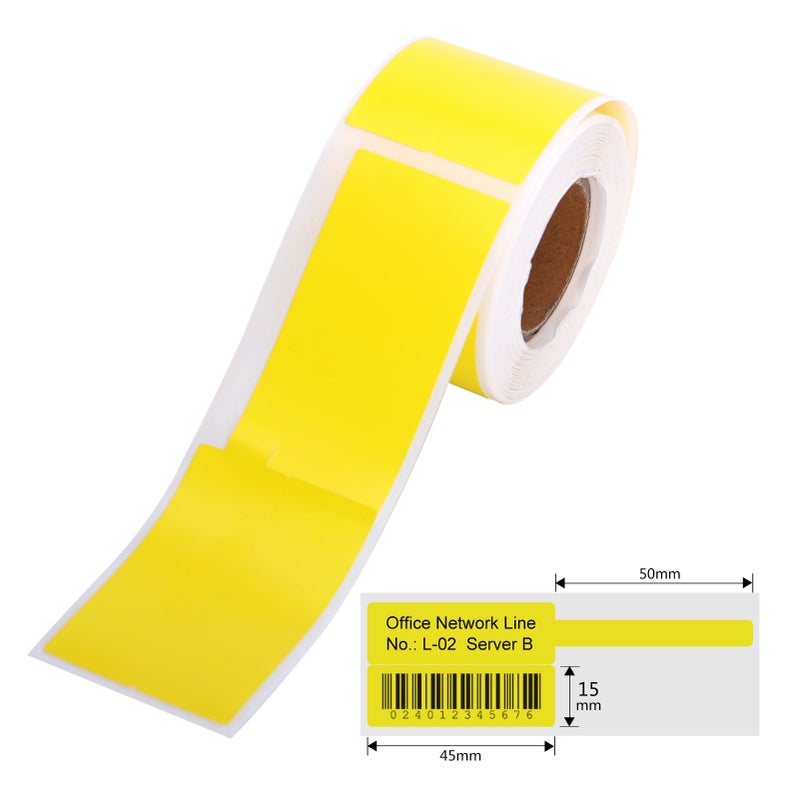 ورق ملصقات طابع حركي ذات لاصق لملصقات الكابلات، مقاوم للماء والزيوت والتمزيق، لاستخدامها مع الكابلات والأسلاك والمجوهرات، لجهاز صنع الملصقات الطابع الحركي من سلسلة DP23، لفة واحدة - Image 1