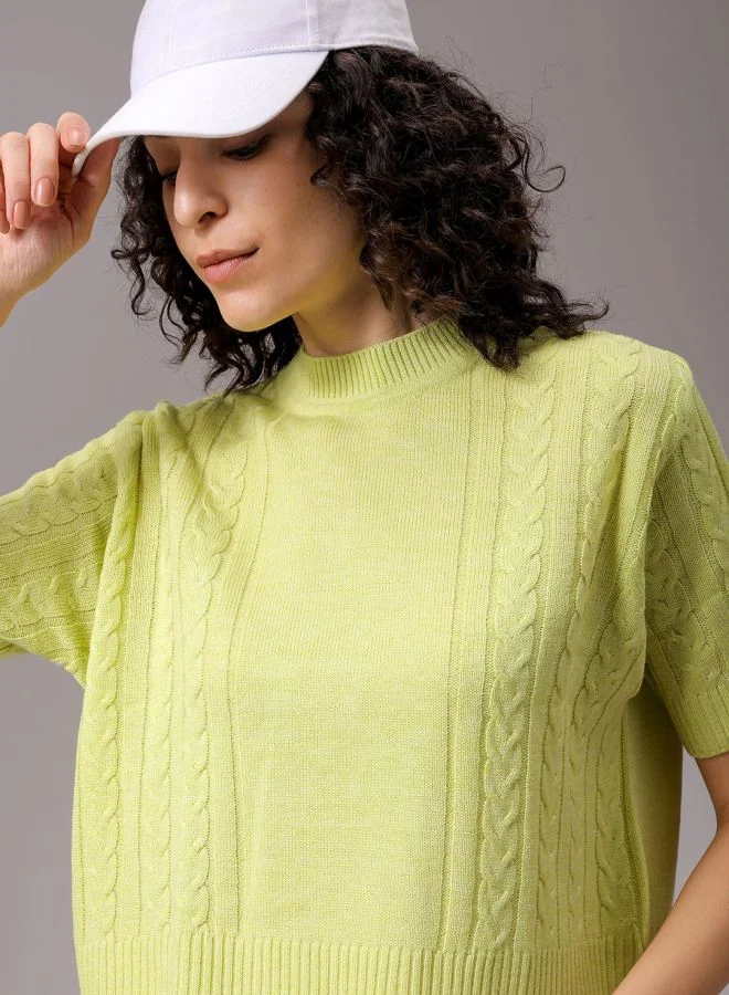 مرفوعة Women Relaxed Fit Solid Regular Sweater
