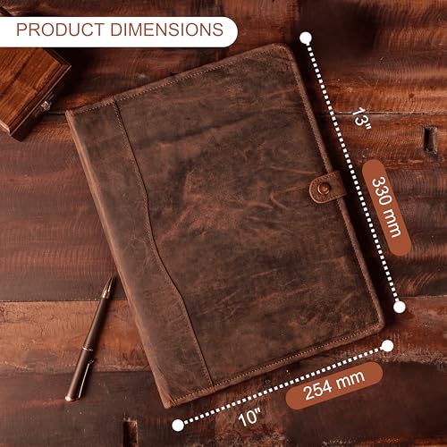NomadCraftsCo. Leather Portfolio, Leather Binder with Pen, Leather Portfolio for Men and Women, Leather Padfolio, Leather Folder, Portfolio Binder, Business Portfolio Men and Women - Image 3