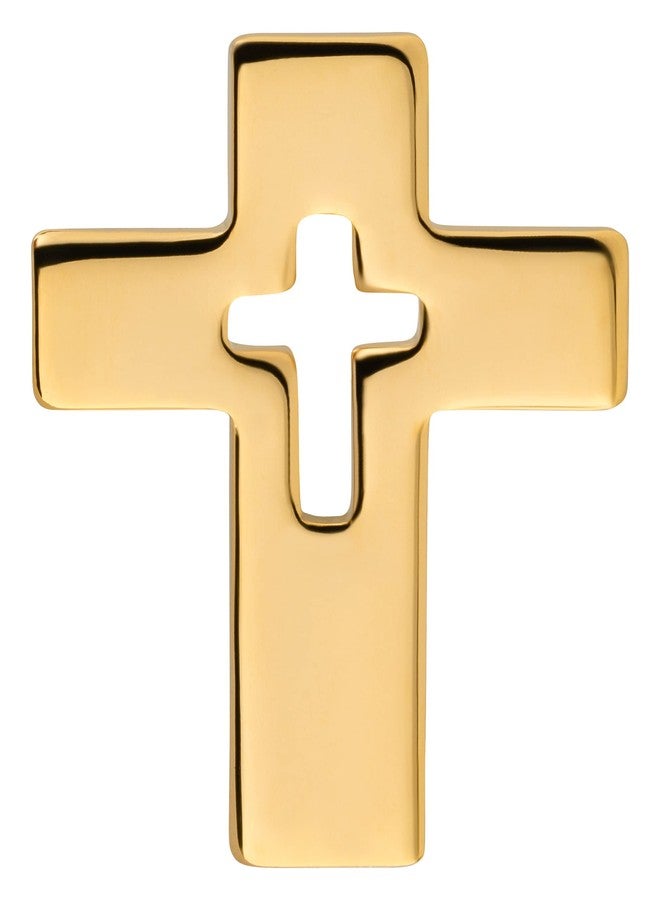 MaMeMi Gold-Plated CROSS PIN - Elegant Religious Brooch - Christian Faith Accessory - Stylish Gold Cross Jewelry for Men and Women - Great Gift for Baptism, Confirmation, or Religious Celebrations Approx 0.8 x 0.4 inches - Image 1