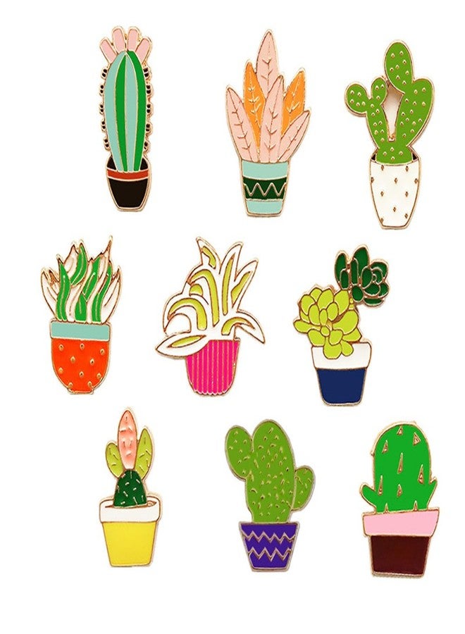FLYPARTY Cute Enamel Lapel Pins Set Cartoon Animal Plant Floral Fruits Foods Brooches Pin Badges for Clothing Bags Backpacks Jackets Hat DIY (Flower plants set of 9) - Image 1