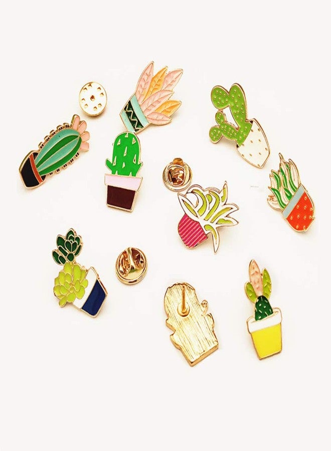 FLYPARTY Cute Enamel Lapel Pins Set Cartoon Animal Plant Floral Fruits Foods Brooches Pin Badges for Clothing Bags Backpacks Jackets Hat DIY (Flower plants set of 9) - Image 3