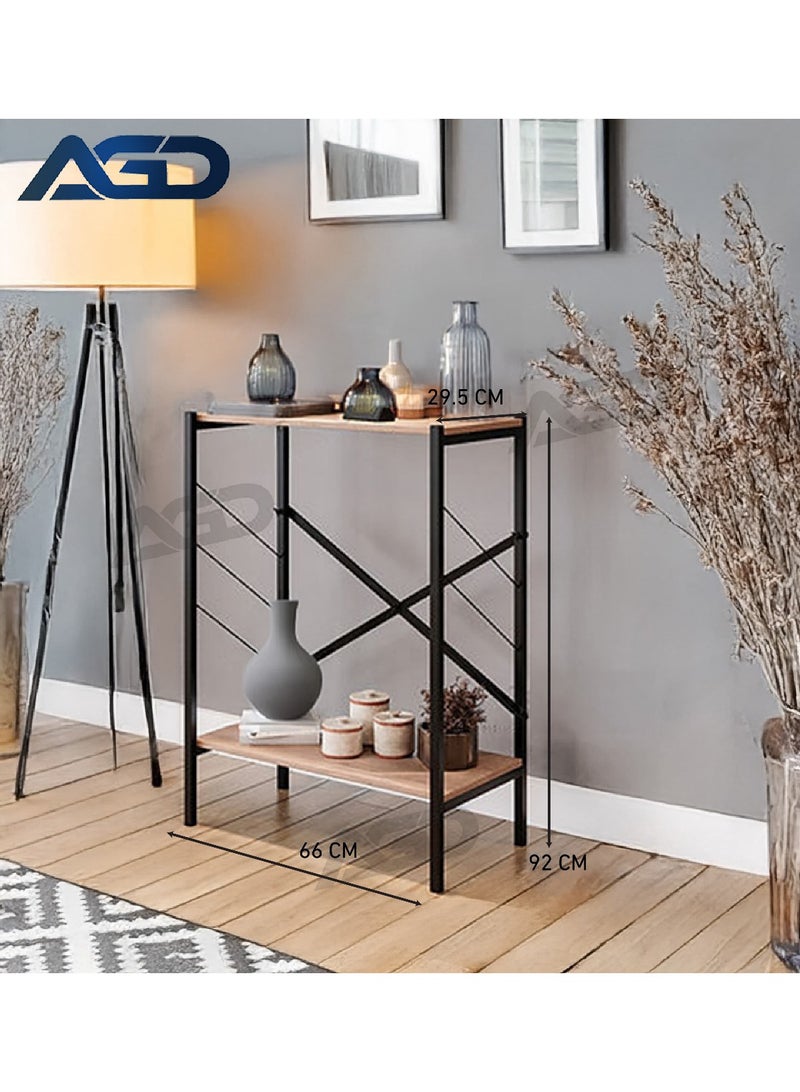 AGD Coffee Corner, Side Table, 3 Multipurpose Shelves to Display and Organize Your Needs - Brown/Black - Image 2