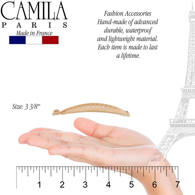 Camila Paris CP2207 2 Pack French Extra Small Banana Clip Hair Comb for Fine Hair Classic Banana Clips Hair for Thin Hair Ponytail Holder Interlocking Styling Clips for Women. Made in France - Image 2