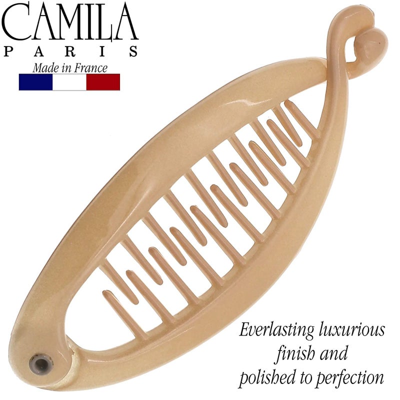 Camila Paris CP2207 2 Pack French Extra Small Banana Clip Hair Comb for Fine Hair Classic Banana Clips Hair for Thin Hair Ponytail Holder Interlocking Styling Clips for Women. Made in France - Image 5