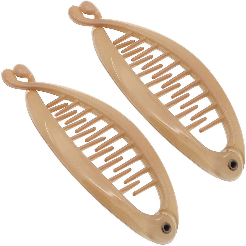 Camila Paris CP2207 2 Pack French Extra Small Banana Clip Hair Comb for Fine Hair Classic Banana Clips Hair for Thin Hair Ponytail Holder Interlocking Styling Clips for Women. Made in France - Image 1