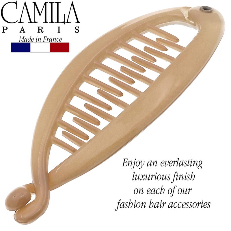 Camila Paris CP2207 2 Pack French Extra Small Banana Clip Hair Comb for Fine Hair Classic Banana Clips Hair for Thin Hair Ponytail Holder Interlocking Styling Clips for Women. Made in France - Image 4