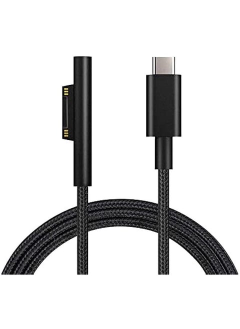 Nylon Braided Charging Cable for Microsoft Surface Pro 7/6/5/4/3Go3/2/1 Laptop 4/3/2/1 (Black, 6ft)
