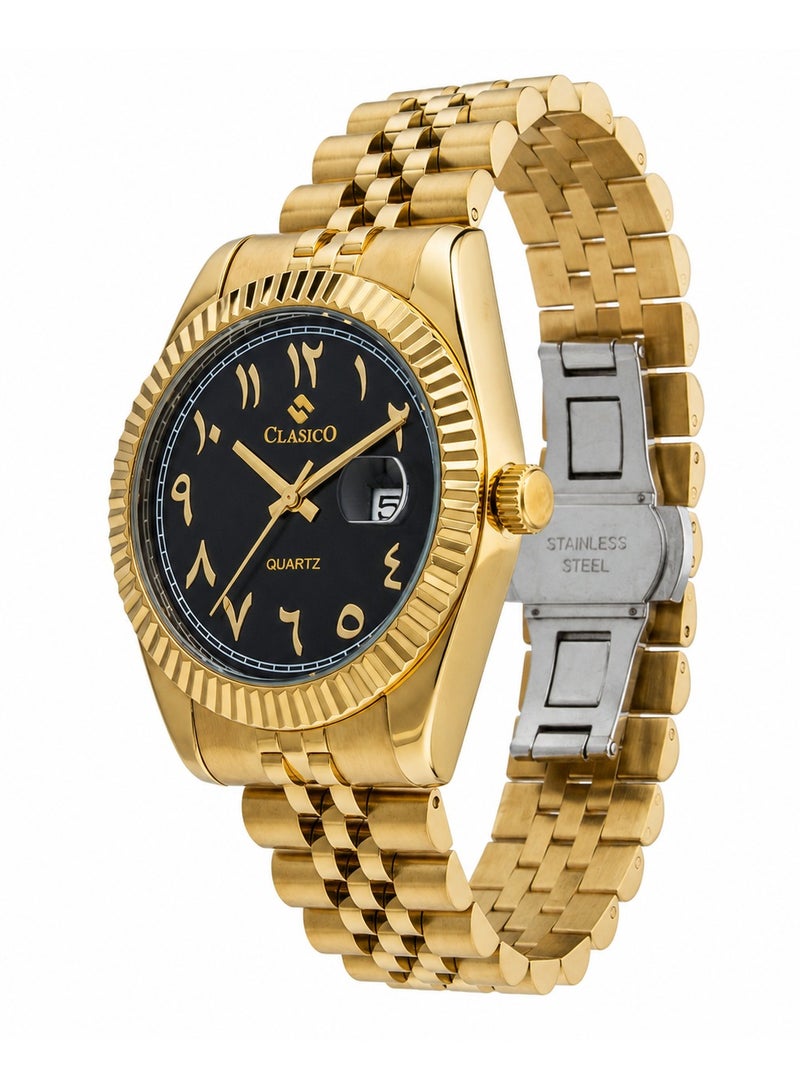 Clasico Royale Men's Luxury  Watch – Arabic Numeral Dial, Fluted Bezel, Date Display & Premium Stainless Steel Jubilee Bracelet - Image 2