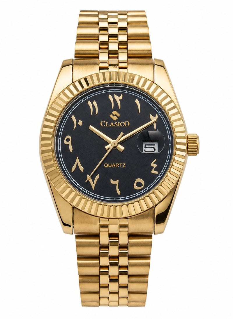 Clasico Royale Men's Luxury  Watch – Arabic Numeral Dial, Fluted Bezel, Date Display & Premium Stainless Steel Jubilee Bracelet - Image 1