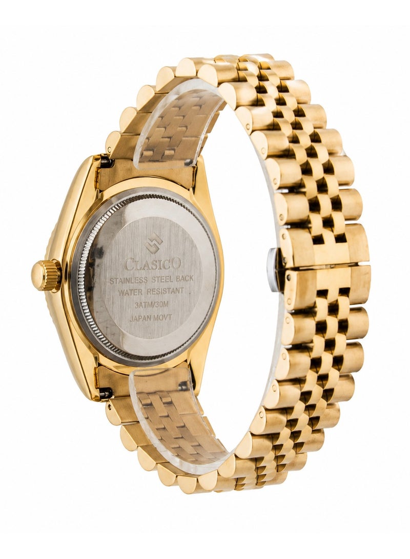 Clasico Royale Men's Luxury  Watch – Arabic Numeral Dial, Fluted Bezel, Date Display & Premium Stainless Steel Jubilee Bracelet - Image 4