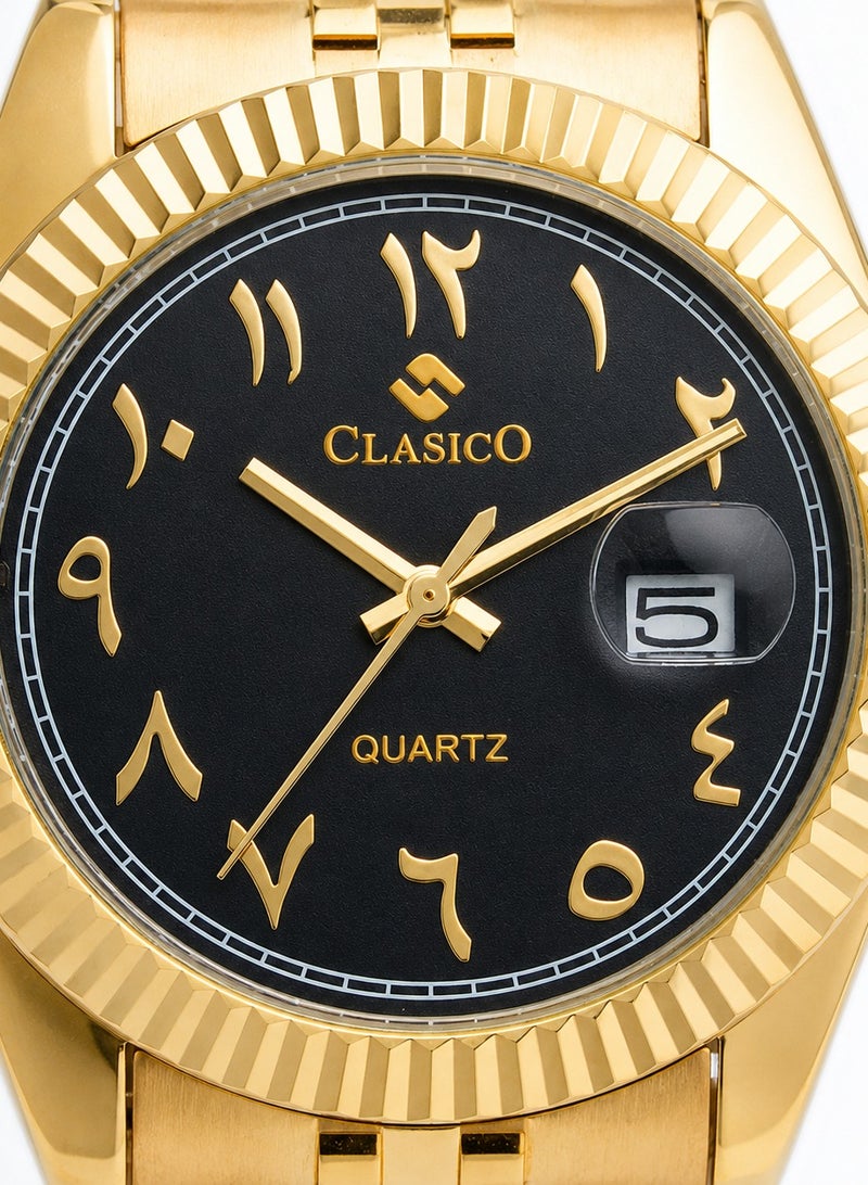 Clasico Royale Men's Luxury  Watch – Arabic Numeral Dial, Fluted Bezel, Date Display & Premium Stainless Steel Jubilee Bracelet - Image 3