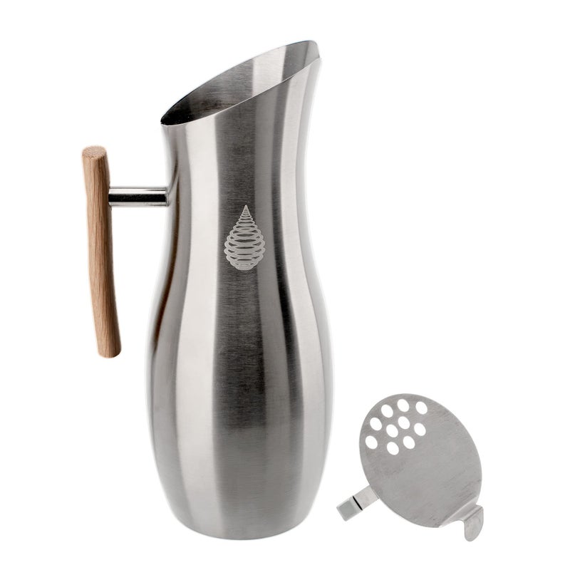 Invigorated Water Invigorated Water  Stainless Steel Water Pitcher with Lid Ice Guard and Wooden Handle Ideal for Cold Water and Infusing Fruit 19L No Filter 