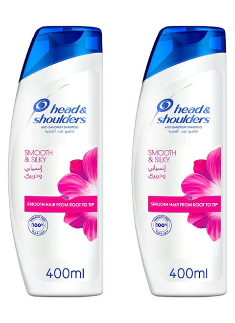 Head & Shoulders Smooth And Silky Anti-Dandruff Shampoo, 2 X 400 ML