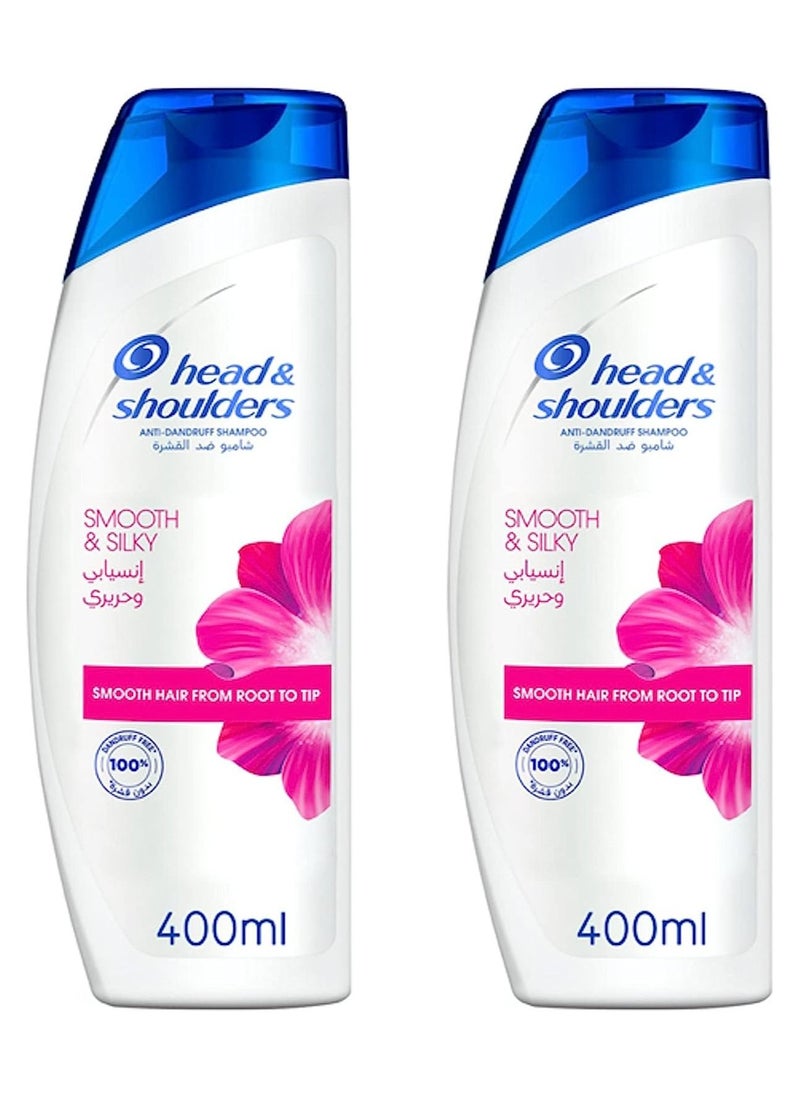 Head & Shoulders Smooth And Silky Anti-Dandruff Shampoo, 2 X 400 ML