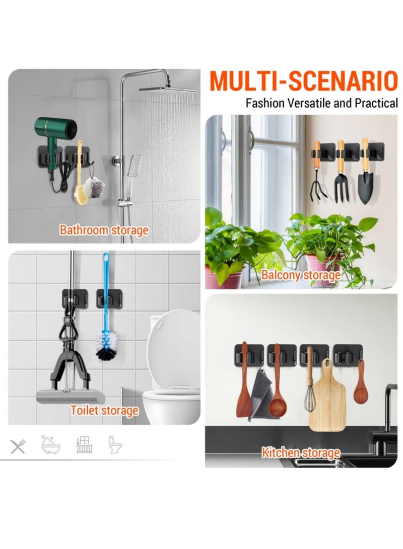 Mmmon 11 Pack Adhesive Hooks, 6 Different Types of Hooks set, for Hanging Towels, Loofah, Coat, Hat (Black) - Image 2