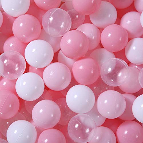 GOGOSO Ball Pit Balls for Toddler Baby Plastic Playballs Kids Soft Pastel Pelotas NonToxic BPAFree 2pinkWhiteClear 50 Balls - Image 1