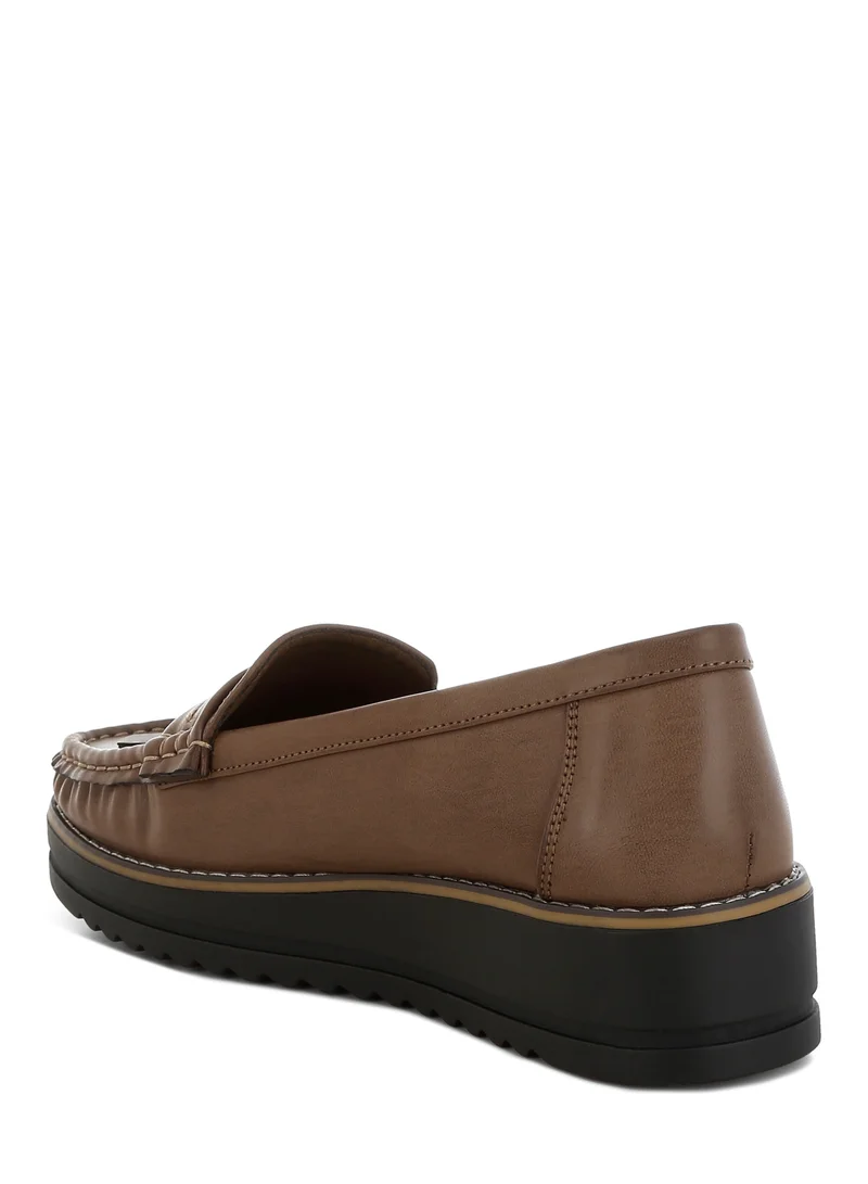 London Rag Fringed Nubuck Loafers in Taupe