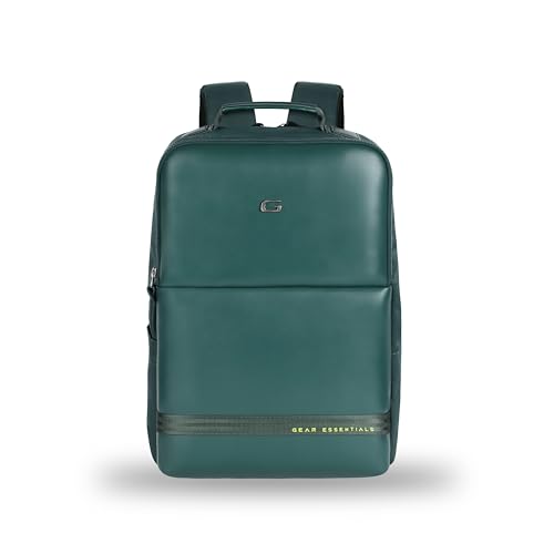 Gear Elevate Faux Leather 20L Water Resistant Anti-Theft 4 Compartment Backpack/Laptop Bag/Office Bag With Raincover For Men/Women (Green) - Image 1