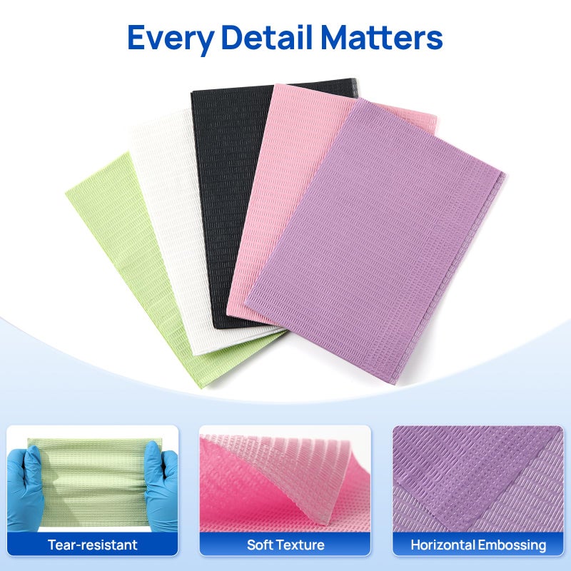 JMU 125 Pack Dental Bibs Disposable, White Dental Bibs 3-Ply Dentist Bibs 13" x 18'' Medical Tray Covers - Image 3