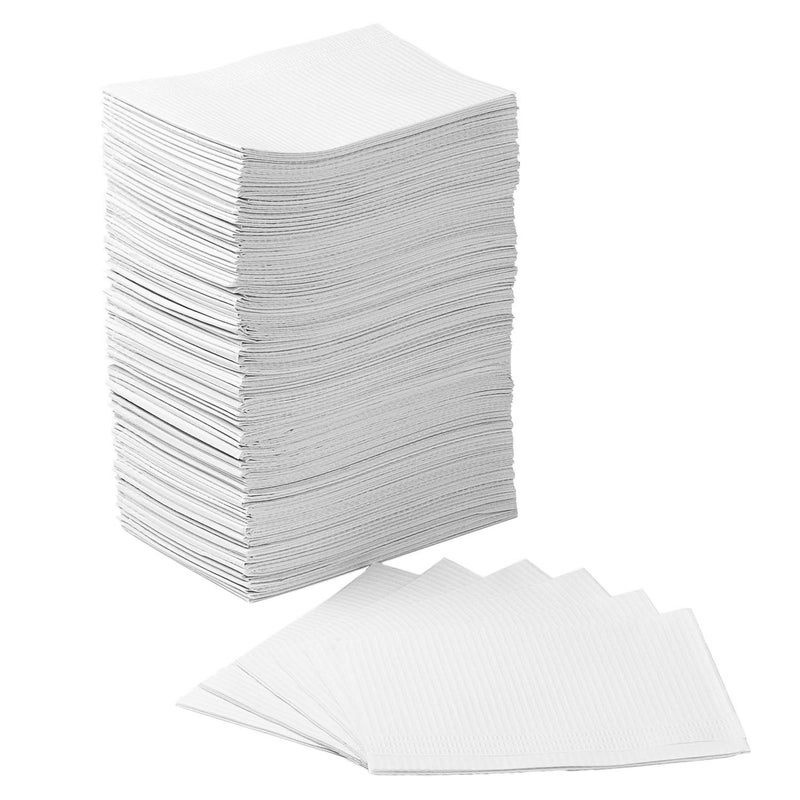JMU 125 Pack Dental Bibs Disposable, White Dental Bibs 3-Ply Dentist Bibs 13" x 18'' Medical Tray Covers - Image 1