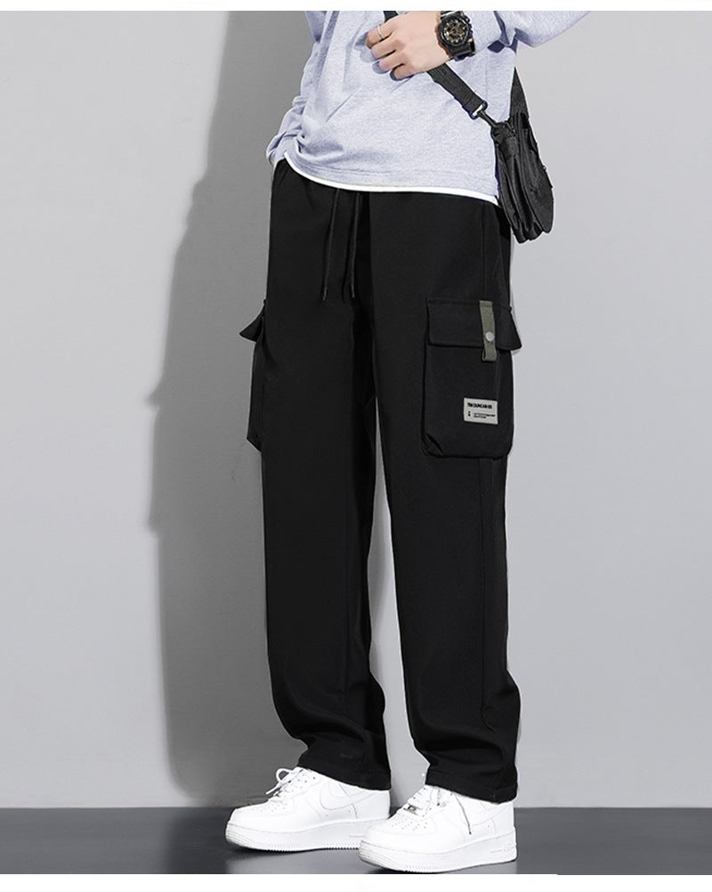 Mens Casual Loose Fit Cargo Pants Black Grey - Image 2