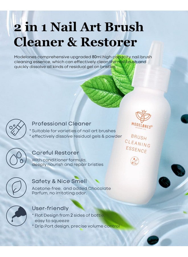Modelones Nail Art Brush Cleaner & Restorer for Gel Polish/Nail Extension Gel/Nail Art Liner/Dip Powder/Acrylic Powder Manicure Brush DIY Salon at Home - 80ml/2.71 Fl.Oz - Image 2
