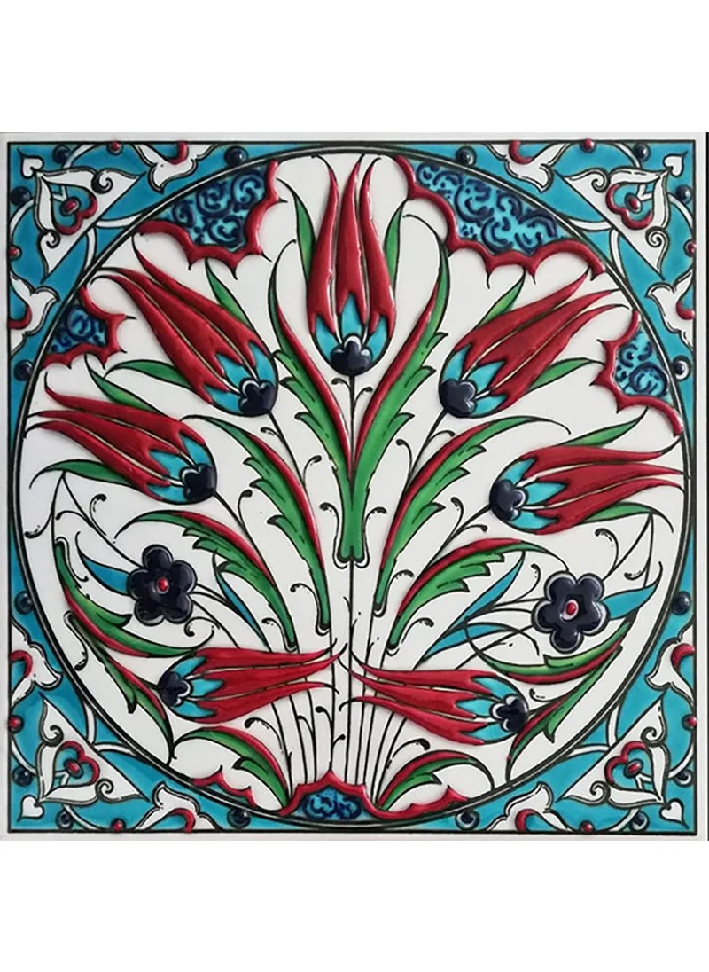 ARMADA Tile 20X20 cm Ed 323 Turquoise Rumi Lalezar Handmade Tile Tile