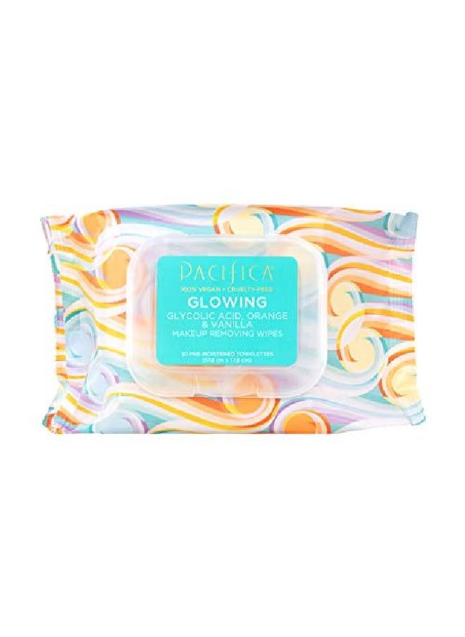 Pacifica - Beauty Glowing Makeup Remover Wipes Glycolic Acid Coconut Water Aloe Infused Daily Cleansing + Exfoliating Clean Skin Care Plant Fiber Facial Towelettes Vegan - Image 1