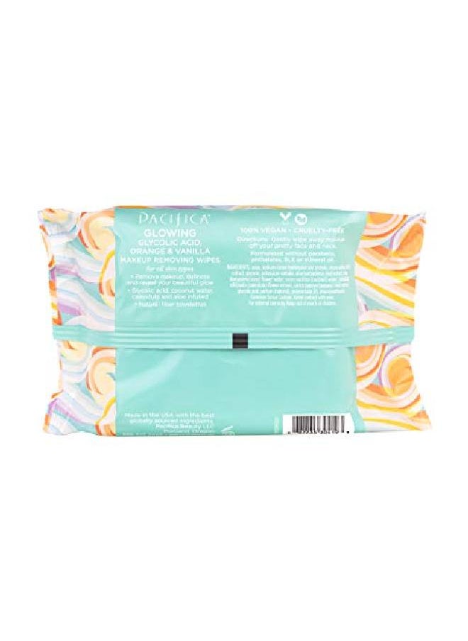 Pacifica - Beauty Glowing Makeup Remover Wipes Glycolic Acid Coconut Water Aloe Infused Daily Cleansing + Exfoliating Clean Skin Care Plant Fiber Facial Towelettes Vegan - Image 1
