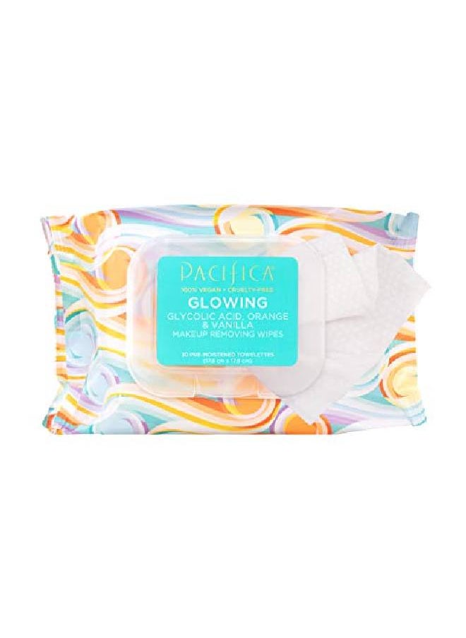 Pacifica - Beauty Glowing Makeup Remover Wipes Glycolic Acid Coconut Water Aloe Infused Daily Cleansing + Exfoliating Clean Skin Care Plant Fiber Facial Towelettes Vegan - Image 1