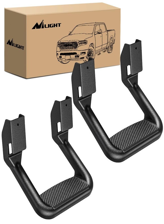 Nilight Night Universal Side Step Slip-Proof Aluminum Side Hoop Steps Nerf Bars Assembly Black 2 Pcs (1 Pair) for Chevy (Chevrolet) Ford Toyota GMC Dodge RAM, 2 Years Warranty - Image 1