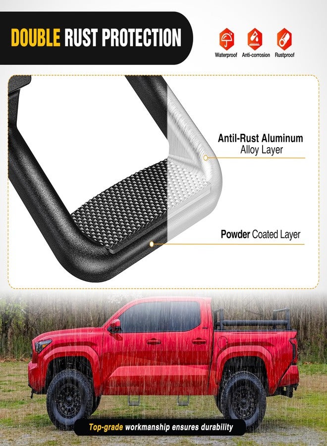 Nilight Night Universal Side Step Slip-Proof Aluminum Side Hoop Steps Nerf Bars Assembly Black 2 Pcs (1 Pair) for Chevy (Chevrolet) Ford Toyota GMC Dodge RAM, 2 Years Warranty - Image 3