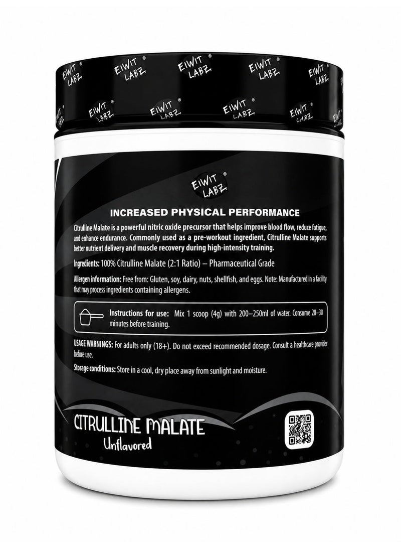 EIWIT LABZ Citrulline Malate Unflavored Powder 300g 75 Servings Pre Workout Supplement - Image 2