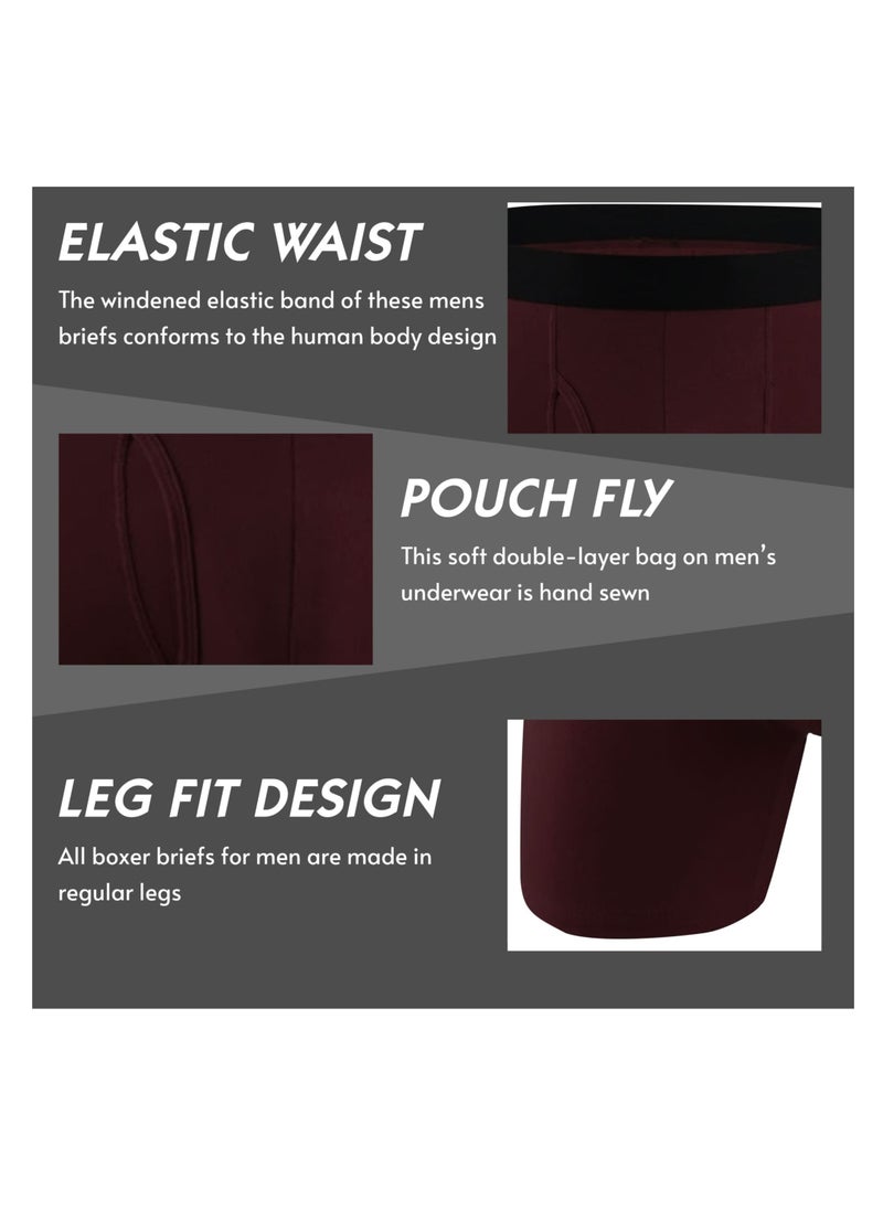 Selecta Now Mens Boxer Shorts Soft Cotton Underwear Breathable Trunks Wine Color Briefs Pouch Fly  - Image 5