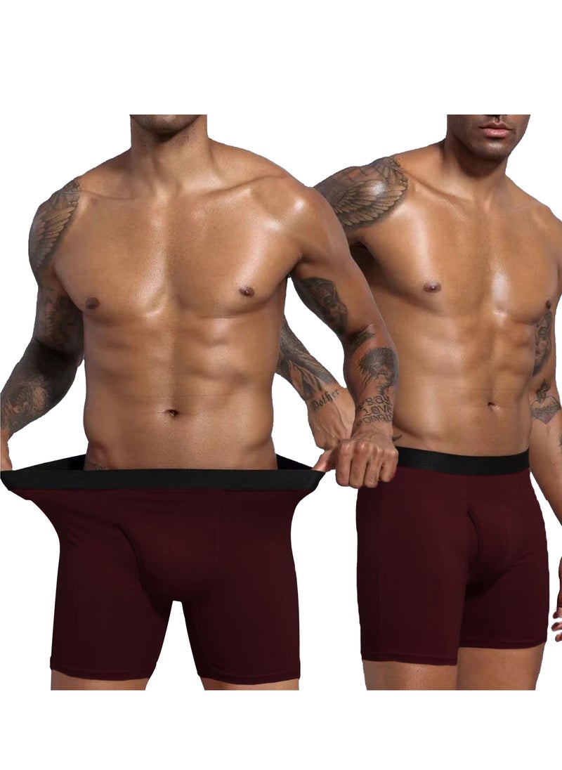 Selecta Now Mens Boxer Shorts Soft Cotton Underwear Breathable Trunks Wine Color Briefs Pouch Fly  - Image 4