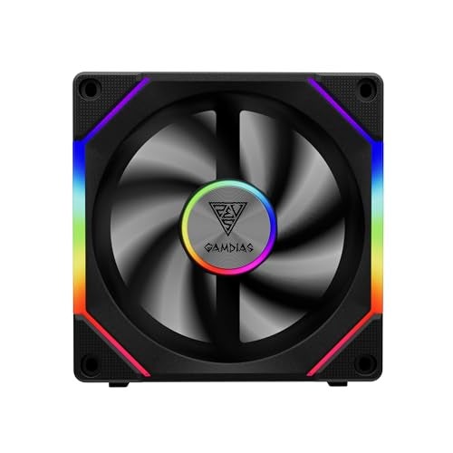 GAMDIAS 120mm ARGB PWM Case Fan, 2 Blades in 1 Fan Pack (Standard & Reverse Blades), Sync with RGB Motherboards, Easy Installation & Cable Management w/Cabless Daisy Chain Design - Image 1