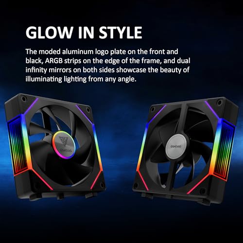GAMDIAS 120mm ARGB PWM Case Fan, 2 Blades in 1 Fan Pack (Standard & Reverse Blades), Sync with RGB Motherboards, Easy Installation & Cable Management w/Cabless Daisy Chain Design - Image 4