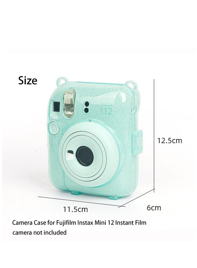 Transparent Case Compatible for Instax Mini 12 Protective Crystal Clear Mini Camera Case Photo Bag Carry Storage Bag with Adjustable Strap Stickers (Green)  - Image 4