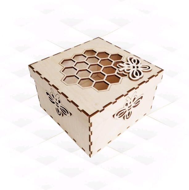 MeeCraft Honeycomb Style Decorative Storage Box for Honey 165x165x101 cm Beige - Image 1