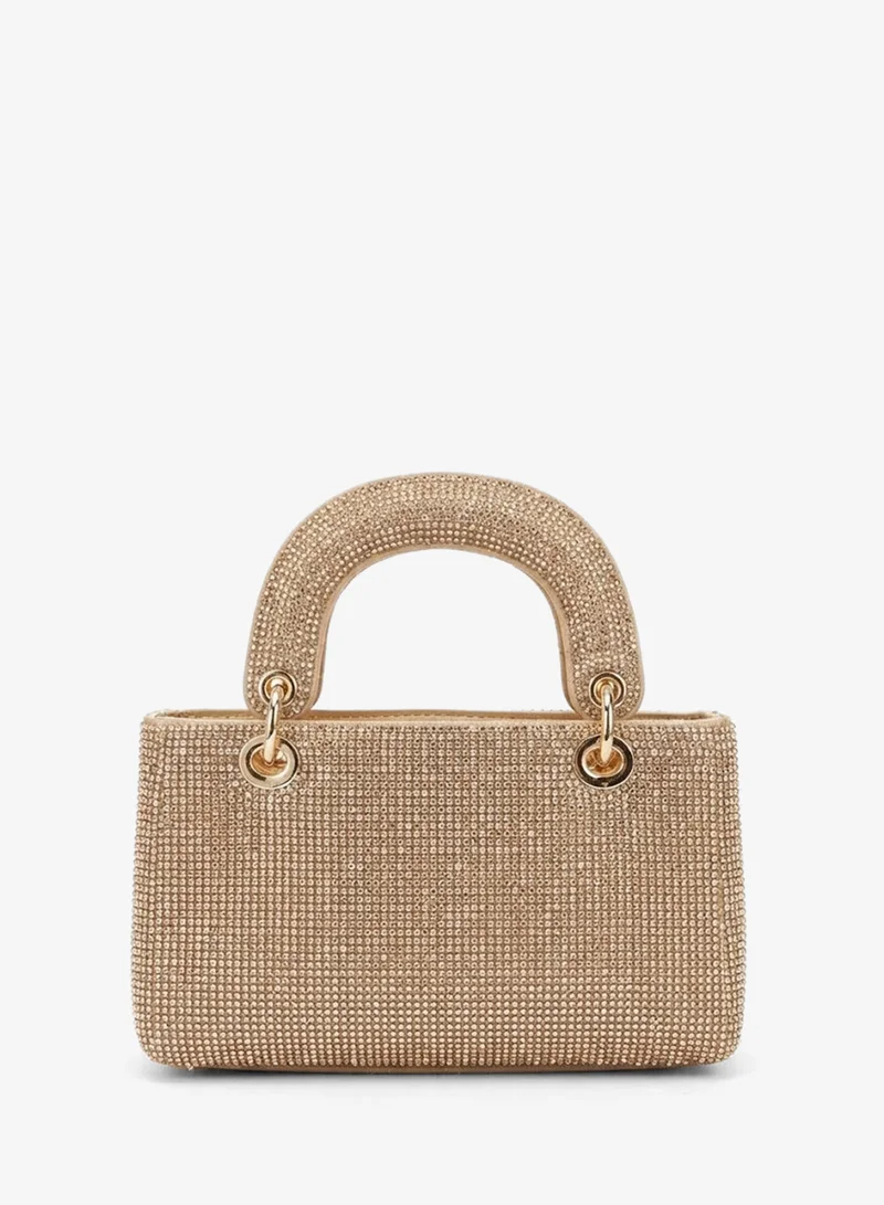 Viny Viny Women's Crystal Rhinestone Top Handle Bag – Fully Embellished Mini Evening Handbag