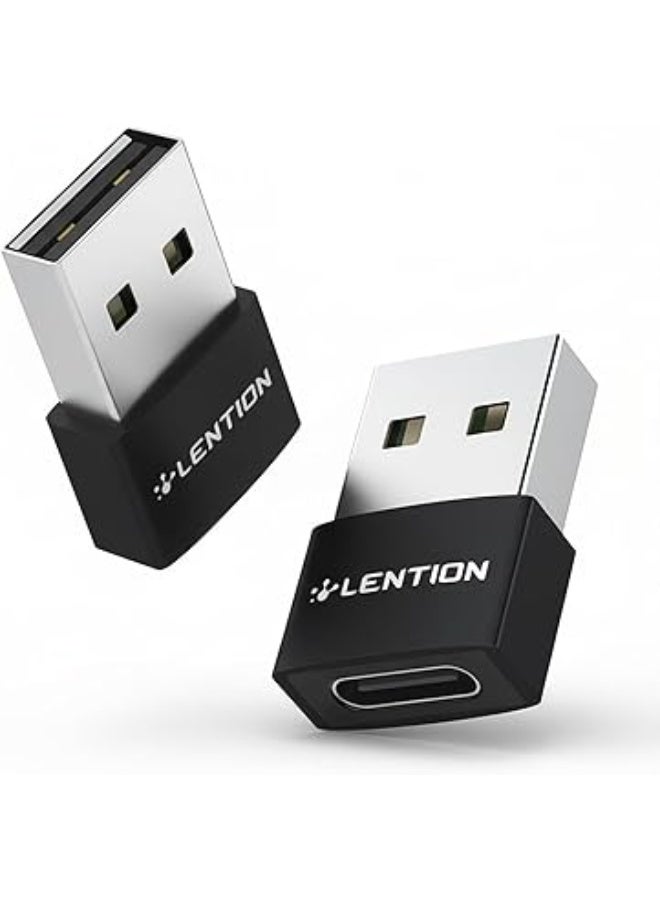 LENTION USB C to USB Adapter 2 Pack, USB 2.0 Male to Type C Female, Compatible iPad Pro/Air, iPhone 17/Pro, iPad, Galaxy S25, MacBook (CB-H1,Black) - Image 1