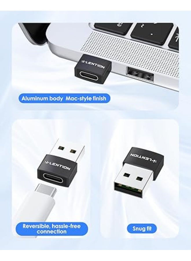 LENTION USB C to USB Adapter 2 Pack, USB 2.0 Male to Type C Female, Compatible iPad Pro/Air, iPhone 17/Pro, iPad, Galaxy S25, MacBook (CB-H1,Black) - Image 2