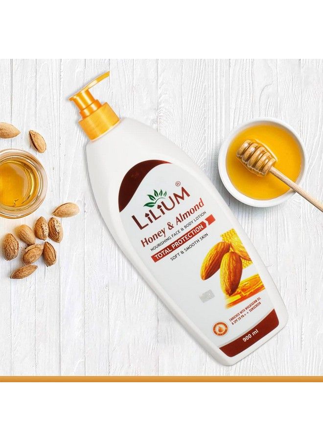 LILIUM Honey & Almond Nourishing Face & Body Lotion 900Ml ; Total Protection Soft & Smooth Skin ; Enriched With Wheat Germ Oil ; Spf 20 Pa++ Sunscreen - Image 4