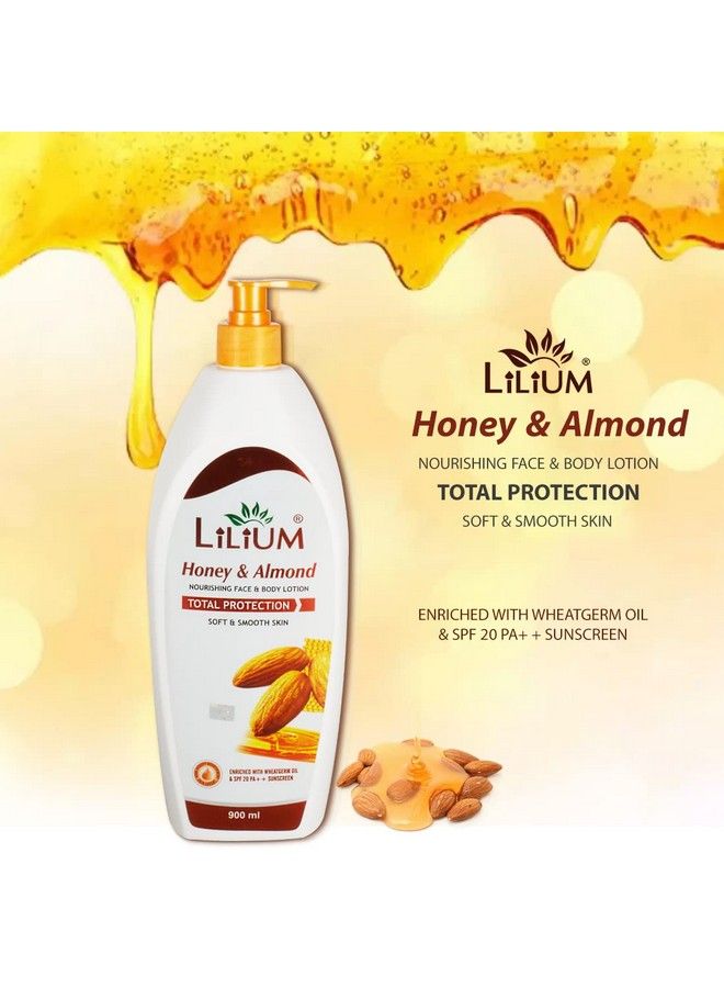 LILIUM Honey & Almond Nourishing Face & Body Lotion 900Ml ; Total Protection Soft & Smooth Skin ; Enriched With Wheat Germ Oil ; Spf 20 Pa++ Sunscreen - Image 3