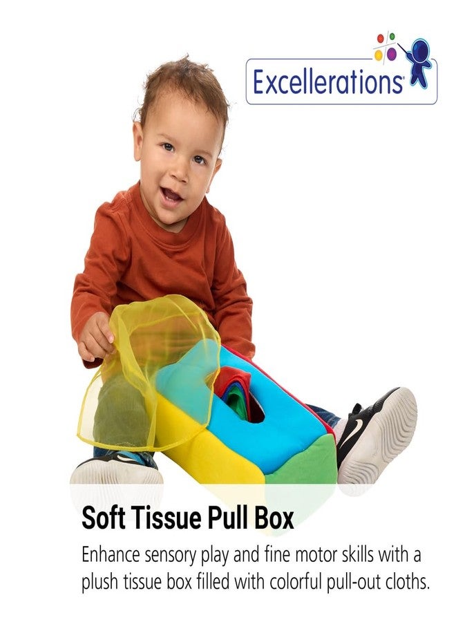 Excellerations Plush Pull & Play 12 inches L x 5-1/2 inches W x 3-1/2 inches H Tissue Box 12 Square Scarves for Children, Kids Educational Baby Toy, 9 Months and Up - Image 3